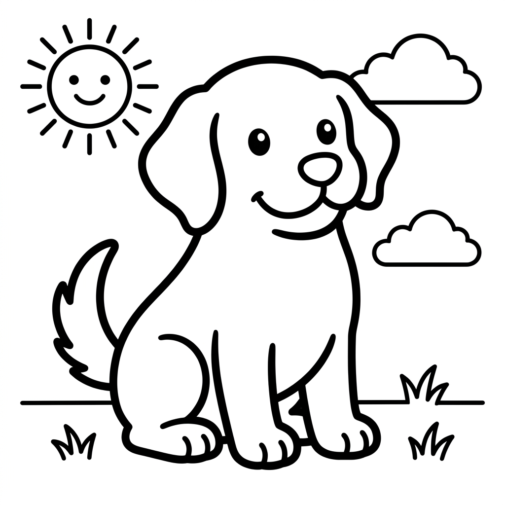 Happy Golden Retriever Coloring Page