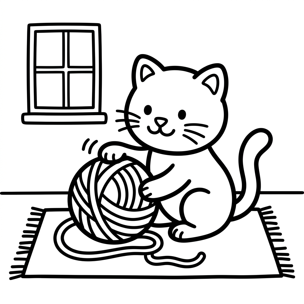 Playful Kitten Coloring Page