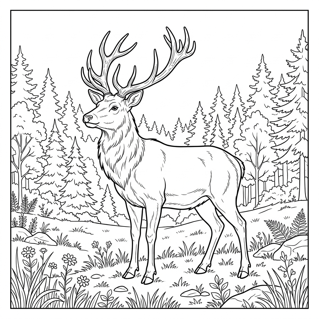 Proud Forest Stag Coloring Page