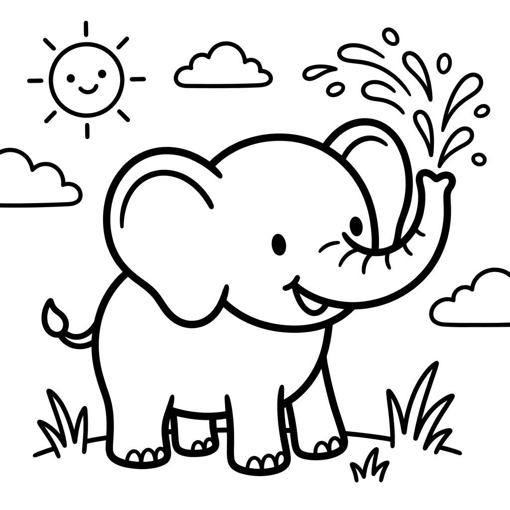 Simple Baby Elephant Coloring Page
