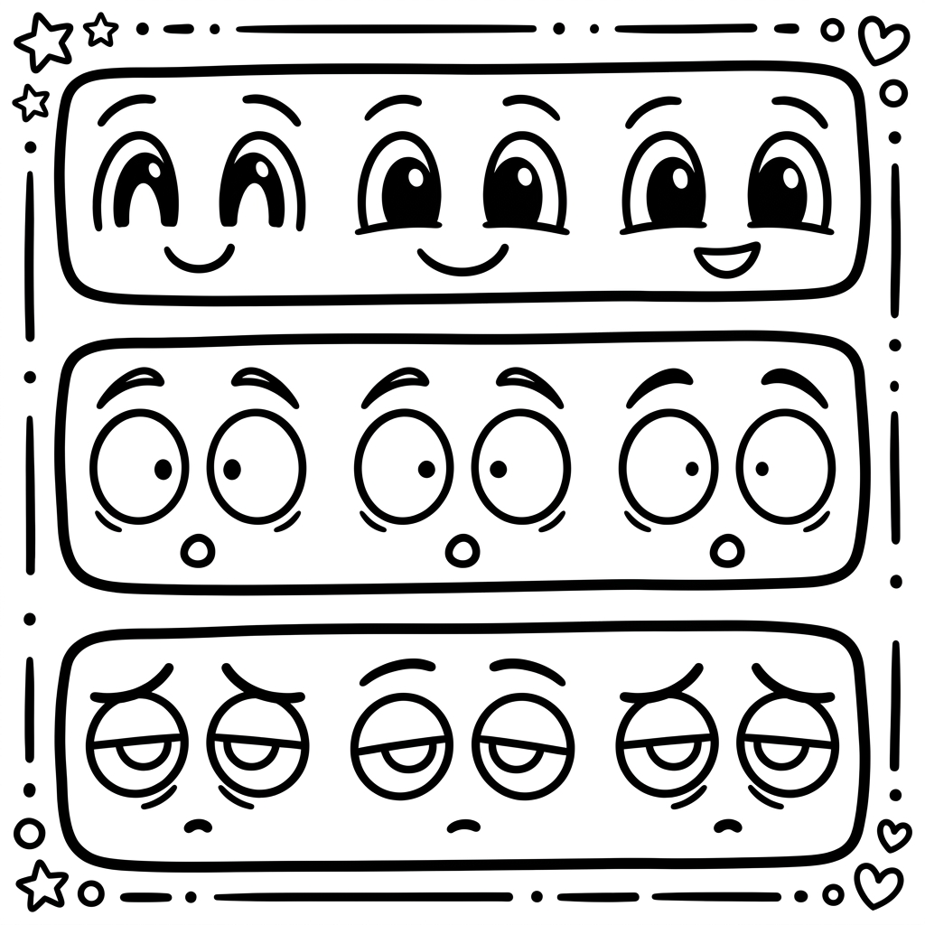 Simple Manga Eyes Expressions Coloring Page