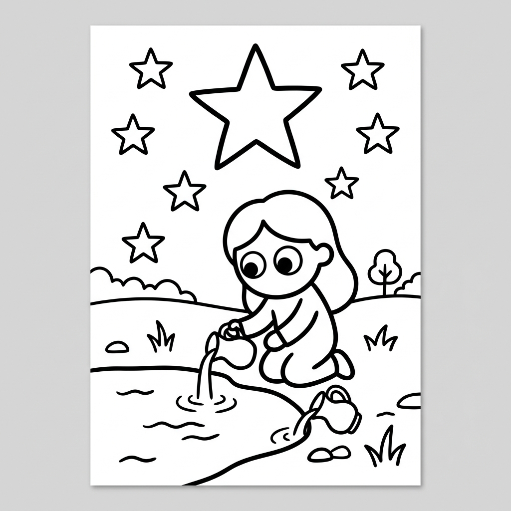Simple The Star Tarot Card Coloring Page