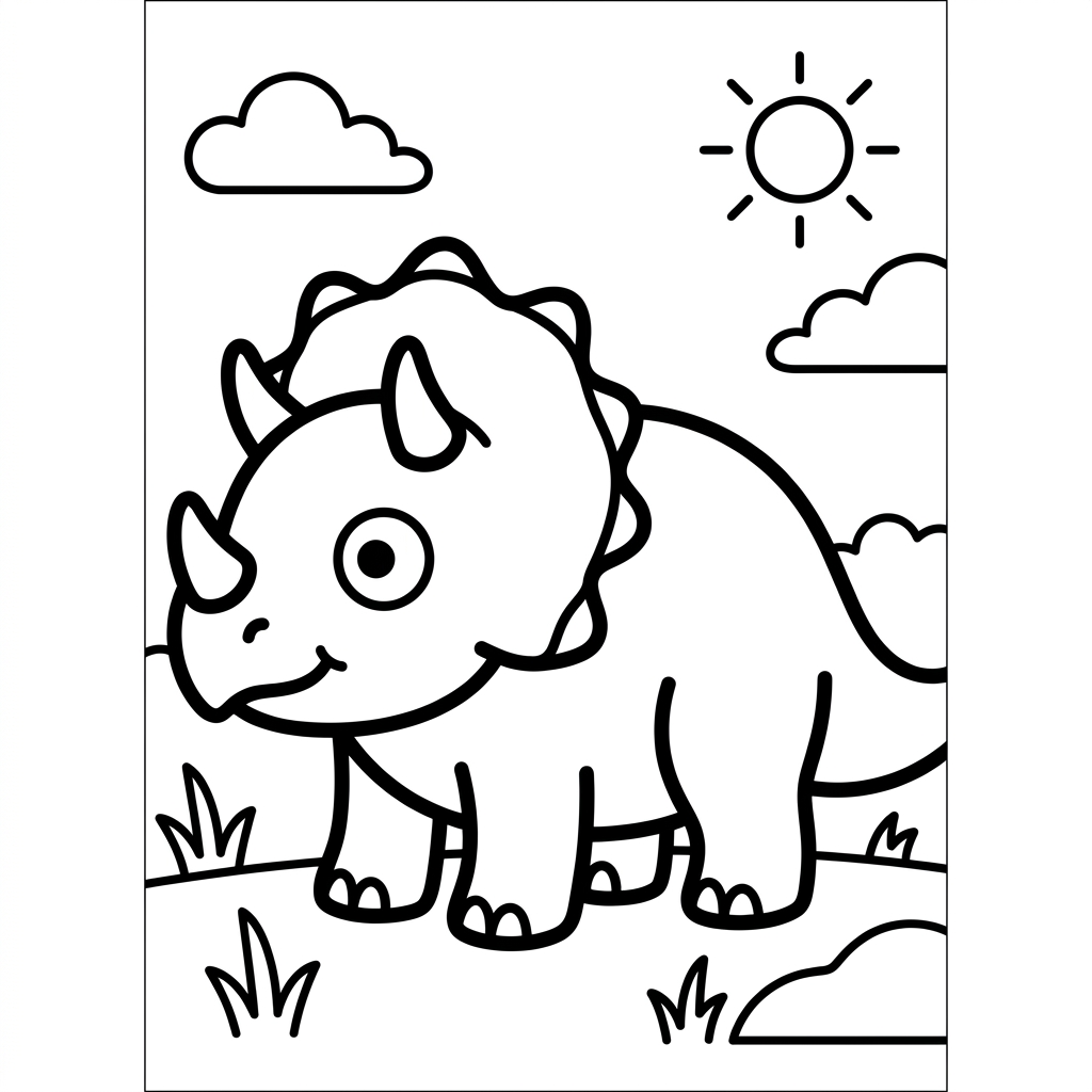 Cute Baby Triceratops Coloring Page