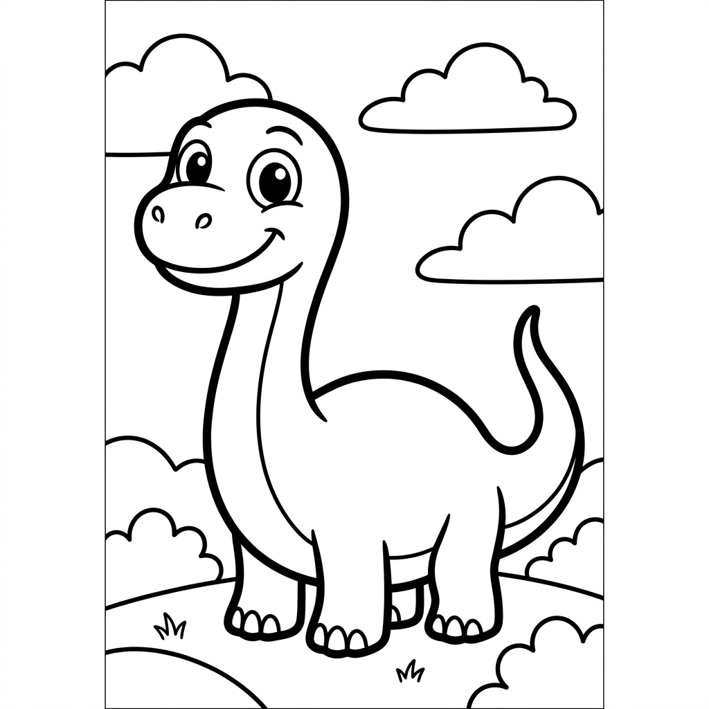 Friendly Brachiosaurus Baby Coloring Page