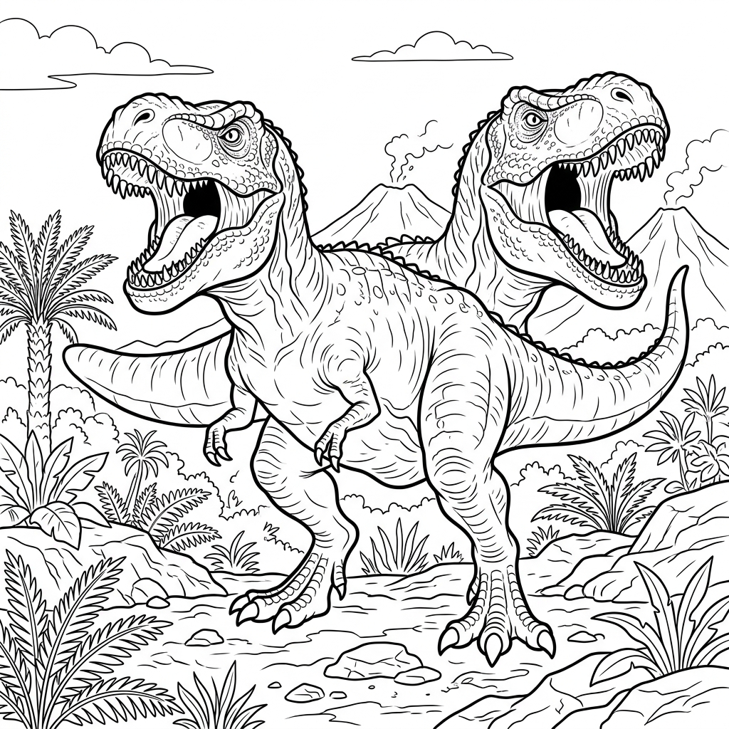 Roaring Tyrannosaurus Rex Coloring Page